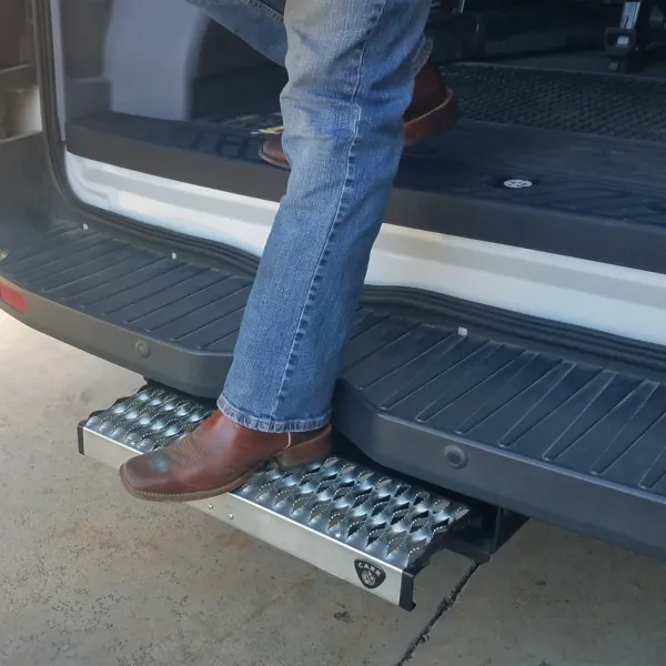 Galvanized traction tread plate for farm equipment access