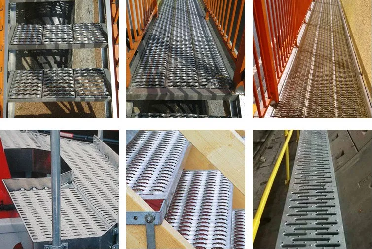 Galvanized serrated plank grating used on trailer ramp