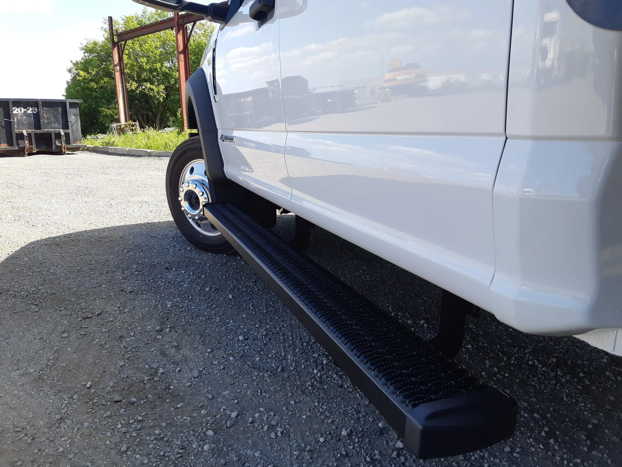 Anti-slip safety grating used on garage step