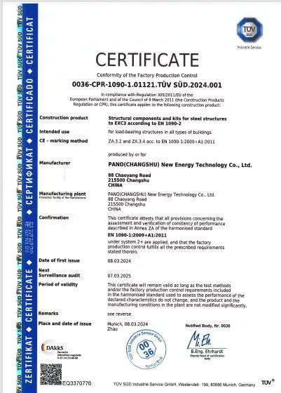 EN1090 EXC3 certification certificate