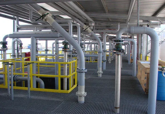 Chemical Plant Walkway with Grip Strut Grating